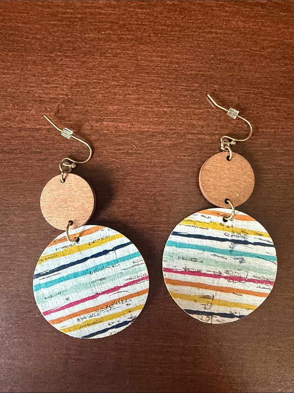 Striped Round Dangle Earrings - Multicolor